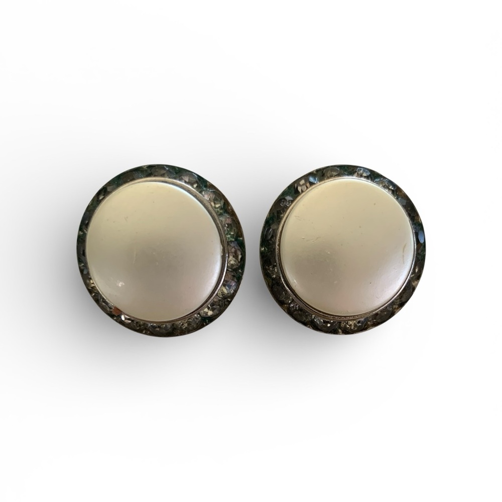 Signed Cora Pearl Round Earrings